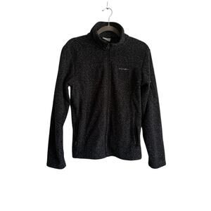 Columbia Women’s Fleece Jacket Size Medium Black Gray Herringbone